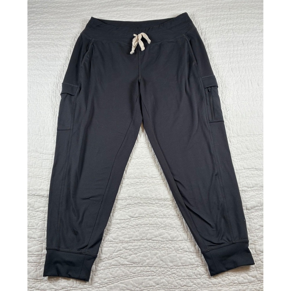 Alpine Design Black Cargo Joggers Women L Drawstring Pockets Hiking Athleisure